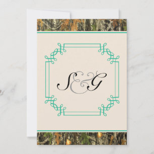 Aquamarine Camouflage Rustikale Hochzeit Einladung