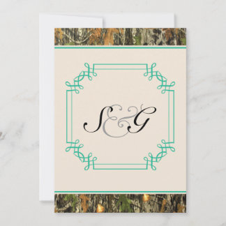Aquamarine Camouflage Rustikale Hochzeit Einladung