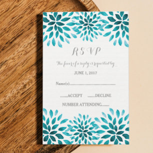 Aquamarine Chrysanthemum-RSVP-Karte RSVP Karte