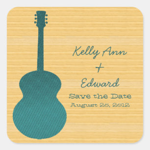 Aquamarine Country Gitarre Save the Date Stickers