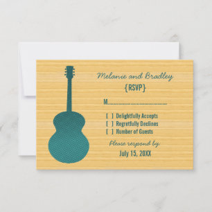 Aquamarine Country Guitar Response Card RSVP Karte