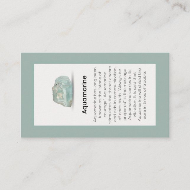 Aquamarine Crystal Meaning Juwelier Visitenkarte (Vorderseite)