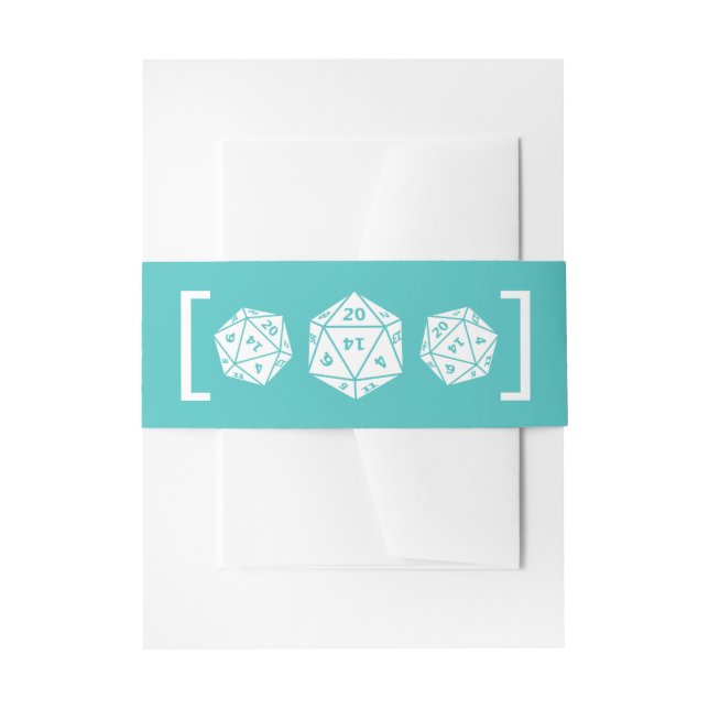 Aquamarine D20-Würfel-Bands Einladungsbanderole (Vorderseite Beispiel)