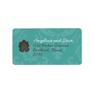 Aquamarine Damask-Adressetiketten Adressaufkleber