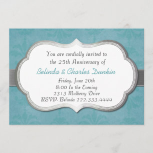 Aquamarine Damask Einladung zum Jahrestag