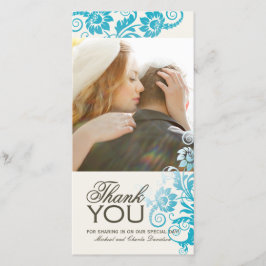 Aquamarine Dankbarkeit Foto Card (4x8) Dankeskarte