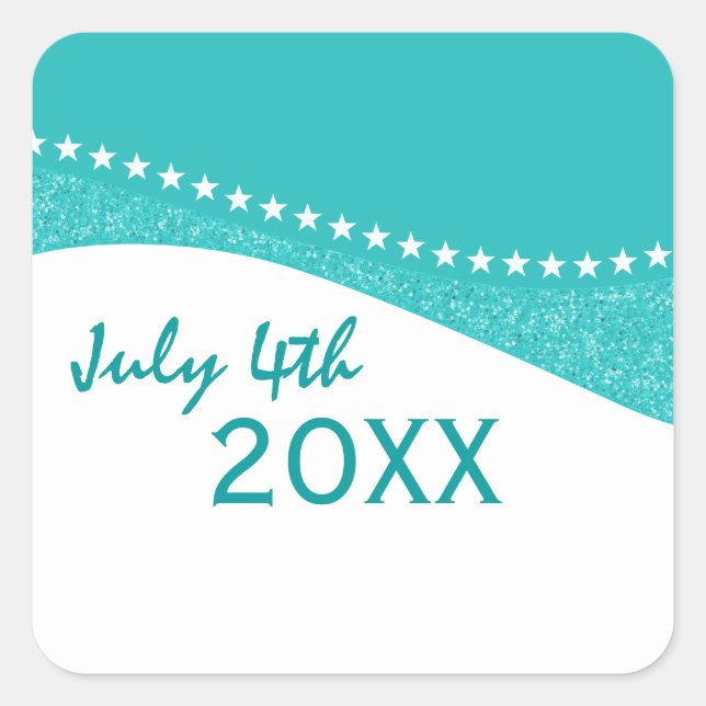 Aquamarine Dazzling Star Curves Sticker (Vorderseite)