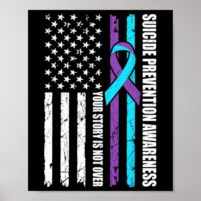 Aquamarine der monatlichen Flagge zur Prävention v Poster (Vorne)