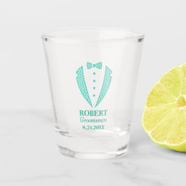 Aquamarine Diamond Muster Trauzeugen Tuxedo Schnapsglas