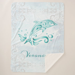 Aquamarine Dolphin Personalisiert Sherpa Blanket Sherpadecke