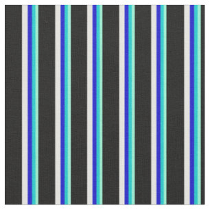 Aquamarine, Dunkeltürkis, Blau, Weiß und Schwarz Stoff