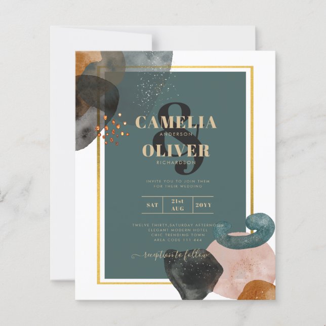 Aquamarine EARTH TONES WEDING INVITE QR Code (Vorderseite)