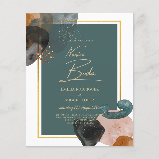 Aquamarine EARTH TONES WEDING INVITE QR Code Flyer (Vorne)