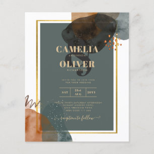 Aquamarine EARTH TONES WEDING INVITE QR Code Flyer