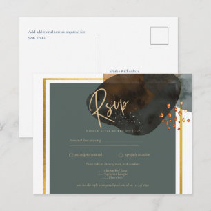 Aquamarine EARTH TONES WEDING INVITE QR Code Postkarte