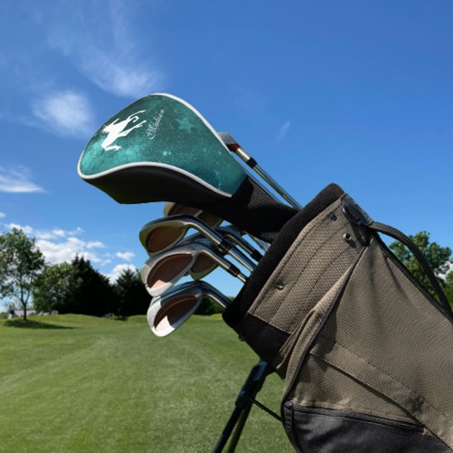 Aquamarine Einhorn-Personalisierte Golf Head Cover Golf Headcover (Teal Unicorn Personalized Golf Head Cover)