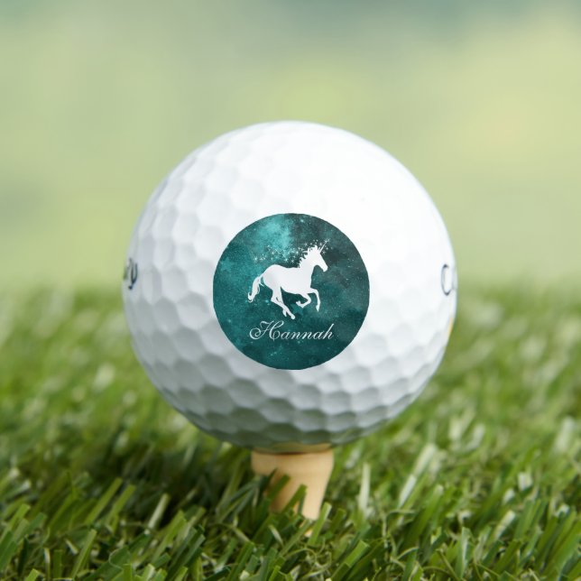 Aquamarine Einhorn Personalisierte Golfbälle (Insitu T-Shirt)