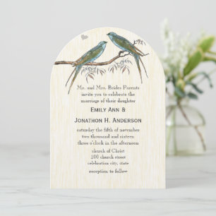 Aquamarine Einladungen zu Vintagen Vogelhochzeiten