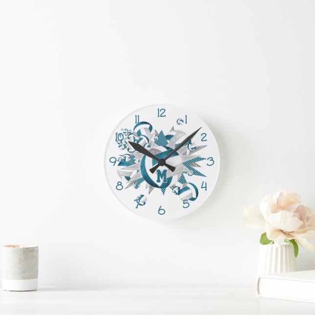 aquamarine Einrichtung des Sportraums für Mädchen: Runde Wanduhr (Zuhause)