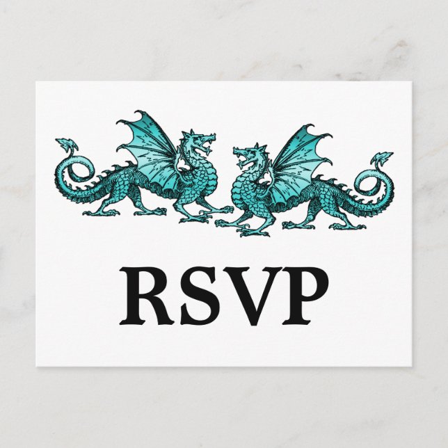 Aquamarine Elegant-Dragons-Reaktion Postkarte (Vorderseite)