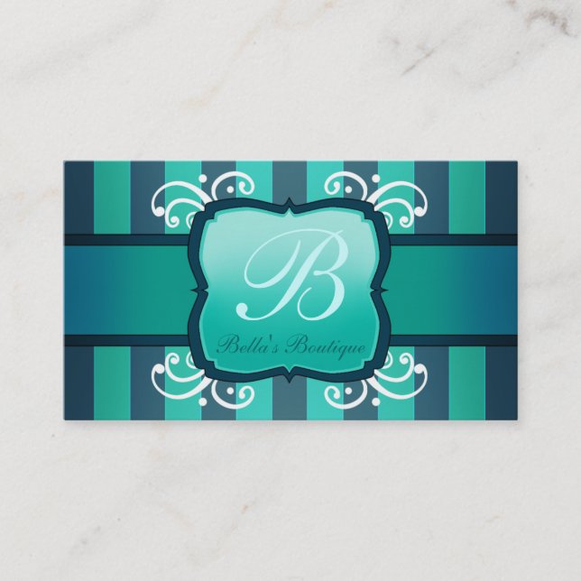 Aquamarine elegante Dekor-Butike für Visitenkarte (Vorderseite)