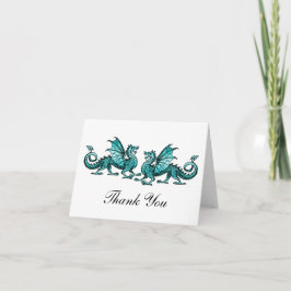 Aquamarine Elegante Drachen Dankeschön Karte