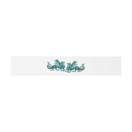 Aquamarine Elegante Drachen Hochzeitsbänder Einladungsbanderole