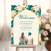 Aquamarine Elfenbeinfloral Anand Karaj Wedding Beg