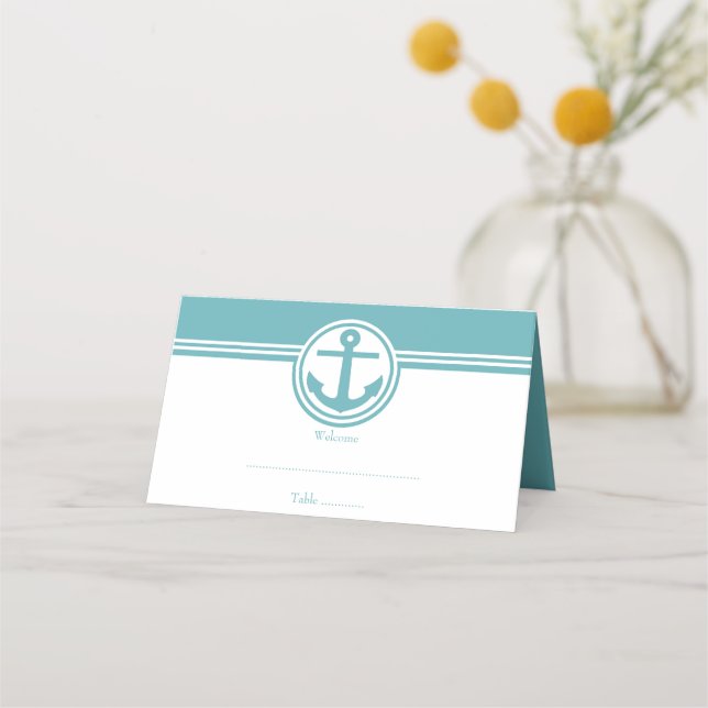 Aquamarine Empfang-Platzkarte Platzkarte (Vorderseite)