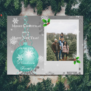 Aquamarine Extravagante Weihnachtsschmuckkarte Feiertagskarte