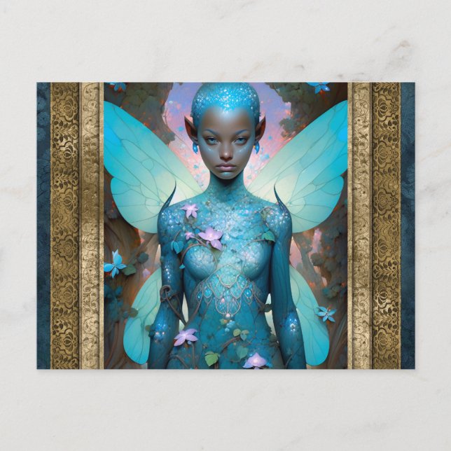Aquamarine Faia Fantasy Kunst, Dichtung und Musik Postkarte (Vorderseite)