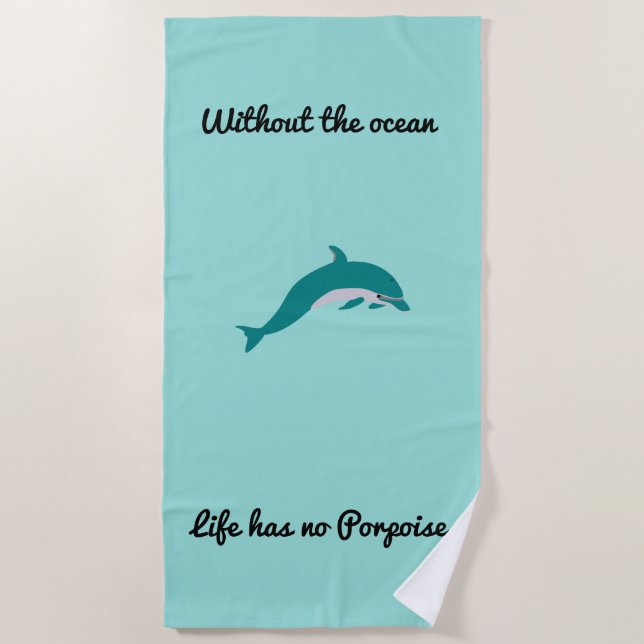 Aquamarine Farbe Dolphin Beach Handtuch (Vorderseite)
