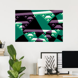 Aquamarine Farbe Modernes Abstraktes Fraktal Kunst Poster