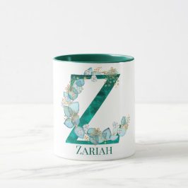 Aquamarine Farbe und Goldmonogramm-Letter Z Tasse
