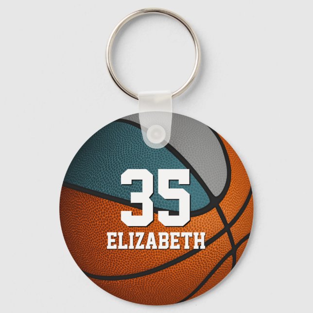 aquamarine Farben für die Basketball-Mannschaft Schlüsselanhänger (Vorderseite)