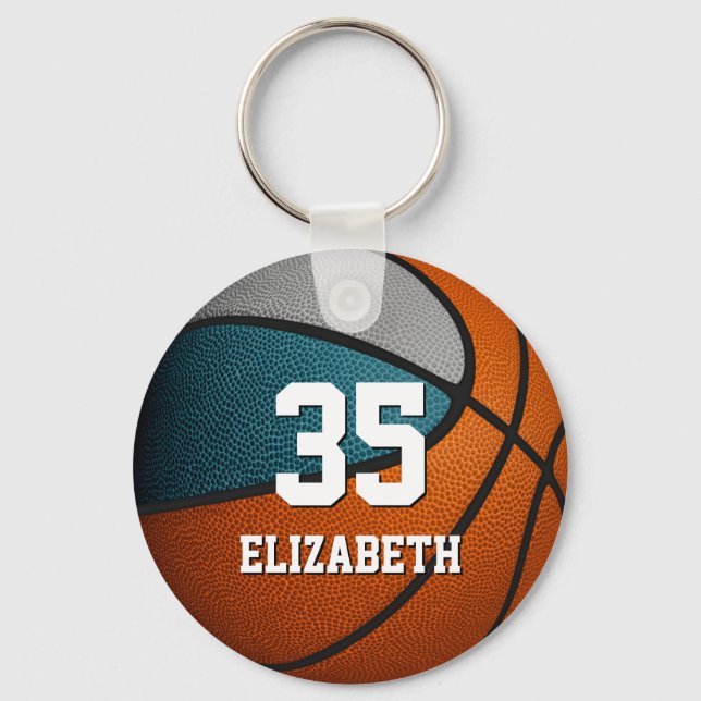 aquamarine Farben für die Basketballmannschaft Schlüsselanhänger (Vorderseite)