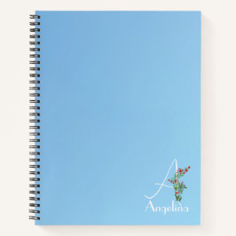 Aquamarine Farbverlauf Wasserfarbe Blume Buchstabe Notizbuch