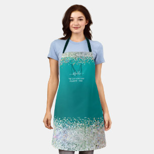 Aquamarine, feine Glasur für das Monogramm Apr Schürze