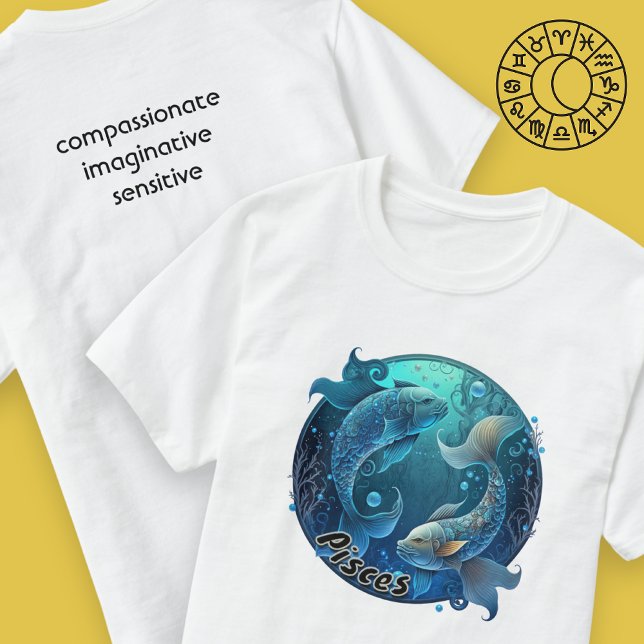 Aquamarine Fische und schwarze Wasserfarbe T-Shirt (Von Creator hochgeladen)