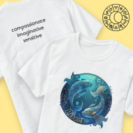Aquamarine Fische und schwarze Wasserfarbe Zodiac T-Shirt
