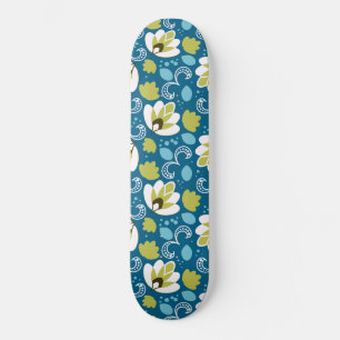 Aquamarine florale Art Paisley Gardener Green Blä Skateboard