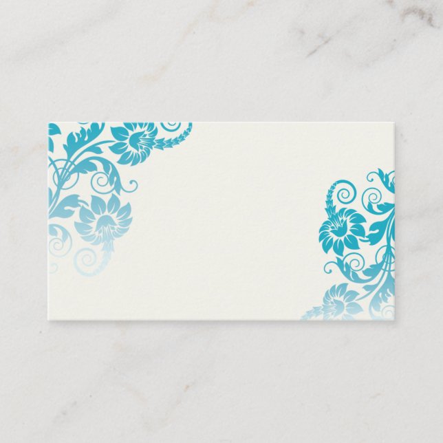 Aquamarine florale Escortkarten Platzkarte (Vorderseite)
