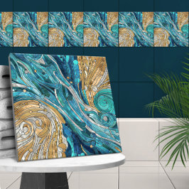 Aquamarine Fluss Abstrakt Mosaik Kunst, Dichtung u Fliese