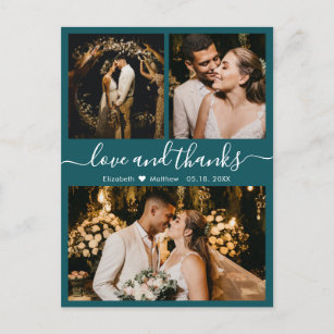 Aquamarine Foto Collage Wedding Vielen Dank Postca Postkarte