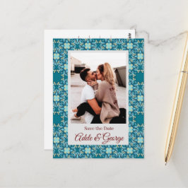 Aquamarine FOTO Hochzeit Speichern Sie das Datum P Postkarte