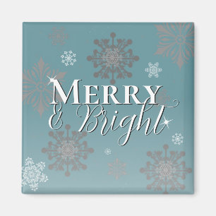 Aquamarine fröhliche und helle Schneeflocken Weihn Magnet