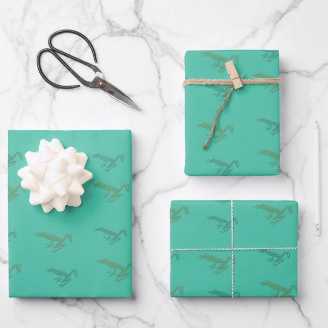 aquamarine Frösche Geschenkpapier Set (Vorderseite)