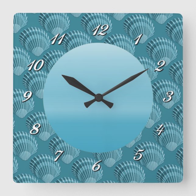 Aquamarine Funkelsäulenhalle Quadratische Wanduhr (Vorderseite)