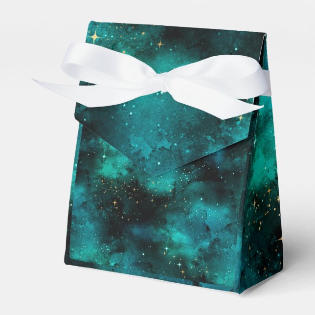 Aquamarine Galaxy Serie Design 1 Tote Bag Geschenkschachtel (Vorderseite)