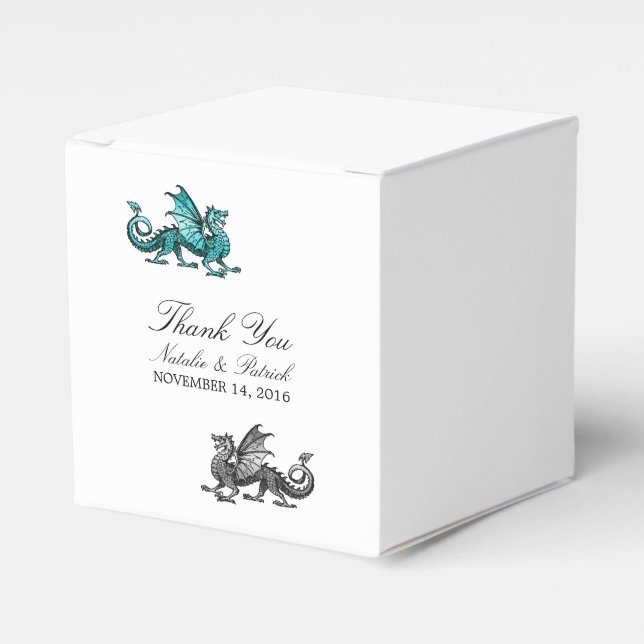 Aquamarine Gastgeschenk Hochzeiten für Silberdrach Geschenkschachtel (Vorderseite)